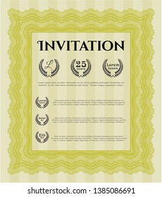 Yellow Invitation. With complex linear background. Customizable, Easy to edit and change colors. Perfect design. 