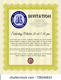 Yellow Invitation. Cordial design. Complex background. Customizable, Easy to edit and change colors. 