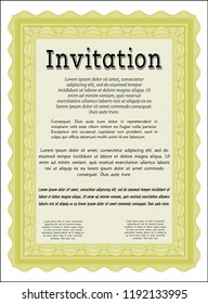 Yellow Invitation. Cordial design. Customizable, Easy to edit and change colors. With complex background. 
