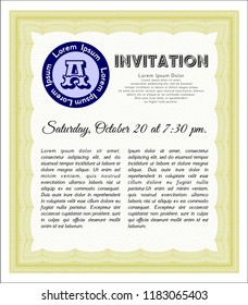 Yellow Invitation. Cordial design. With linear background. Customizable, Easy to edit and change colors. 