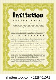 Yellow Invitation. Cordial design. Vector illustration. With linear background. 