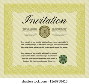 Yellow Invitation. Customizable, Easy to edit and change colors. With complex background. Perfect design. 