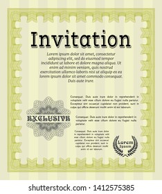 Yellow Invitation. Customizable, Easy to edit and change colors. Easy to print. Perfect design. 