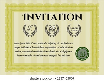 Yellow Invitation. Detailed. With background. Beauty design. 