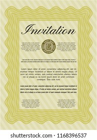 Yellow Invitation. Detailed. With complex background. Beauty design. 