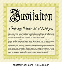 Yellow Invitation. Detailed. Easy to print. Excellent design. 