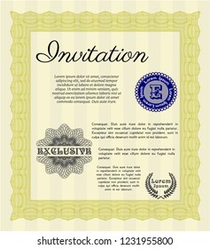 Yellow Invitation. Detailed. With quality background. Perfect design. 