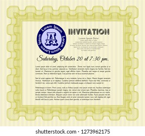 Yellow Invitation. Easy to print. Customizable, Easy to edit and change colors. Beauty design. 