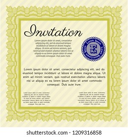 Yellow Invitation. Easy to print. Perfect design. Detailed. 