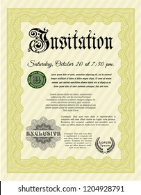 Yellow Invitation. Elegant design. Detailed. With complex background. 