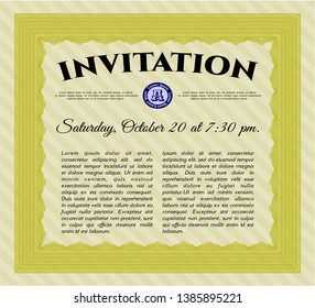 Yellow Invitation. Elegant design. With linear background. Detailed. 
