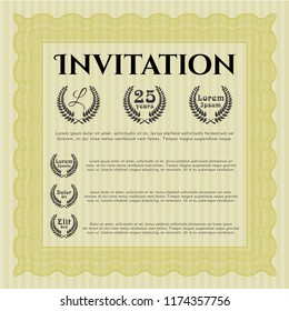 Yellow Invitation. Excellent design. Complex background. Detailed. 