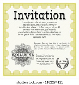 Yellow Invitation. Good design. Vector illustration. With quality background. 