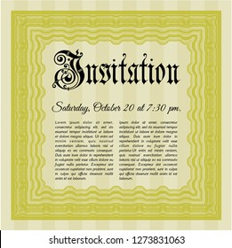 Yellow Invitation. With guilloche pattern and background. Customizable, Easy to edit and change colors. Excellent design. 