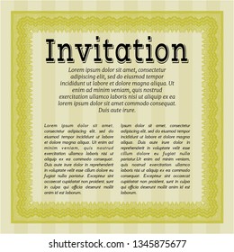 Yellow Invitation. With guilloche pattern and background. Customizable, Easy to edit and change colors. Beauty design. 