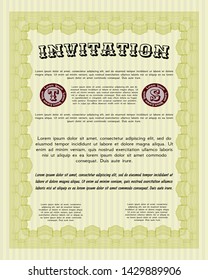 Yellow Invitation. With guilloche pattern and background. Customizable, Easy to edit and change colors. Money design. 