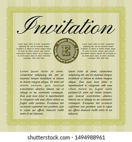 Yellow Invitation. With linear background. Detailed. Superior design. 