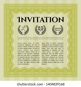 Yellow Invitation. With linear background. Lovely design. Customizable, Easy to edit and change colors. 