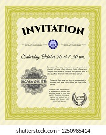 Yellow Invitation. Lovely design. With linear background. Customizable, Easy to edit and change colors. 