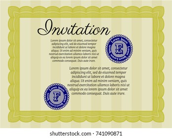 Yellow Invitation. Modern design. Easy to print. Vector illustration. 