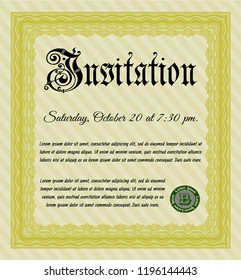 Yellow Invitation. Modern design. With quality background. Vector illustration. 