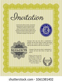 Yellow Invitation. Money design. Complex background. Customizable, Easy to edit and change colors. 