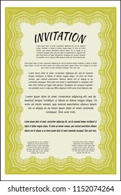 Yellow Invitation. Money design. With complex background. Customizable, Easy to edit and change colors. 