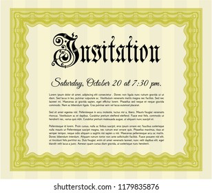 Yellow Invitation. Money design. Customizable, Easy to edit and change colors. Complex background. 