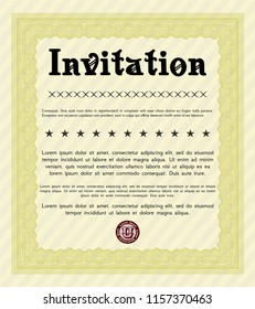 Yellow Invitation. Money Pattern. Customizable, Easy to edit and change colors. Complex background. 