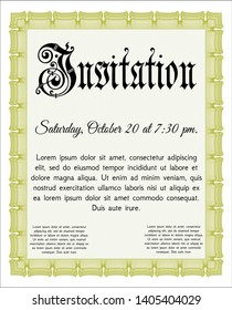 Yellow Invitation. Money Pattern. Customizable, Easy to edit and change colors. With guilloche pattern. 