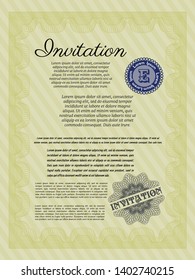 Yellow Invitation. Money Pattern design. With linear background. Customizable, Easy to edit and change colors. 