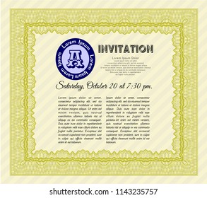Yellow Invitation. Money Pattern. With guilloche pattern and background. Vector illustration. 