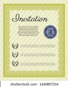 Yellow Invitation. Money Pattern. With quality background. Customizable, Easy to edit and change colors. 