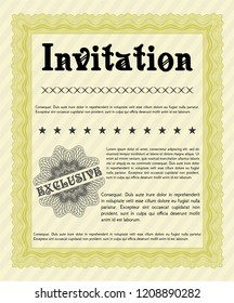 Yellow Invitation. Nice design. With complex background. Detailed. 