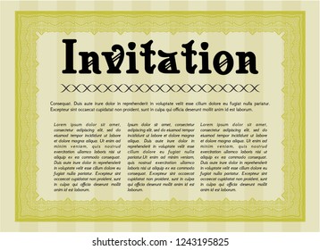 Yellow Invitation. Perfect design. Complex background. Customizable, Easy to edit and change colors. 