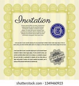 Yellow Invitation. Perfect design. Vector illustration. Printer friendly. 