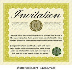 Yellow Invitation. Printer friendly. Beauty design. Customizable, Easy to edit and change colors. 