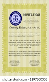 Yellow Invitation. Printer friendly. Detailed. Good design. 