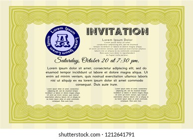 Yellow Invitation. With quality background. Customizable, Easy to edit and change colors. Good design. 