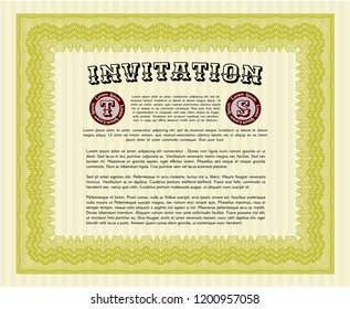 Yellow Invitation. With quality background. Detailed. Elegant design. 