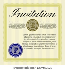 Yellow Invitation. With quality background. Elegant design. Vector illustration. 