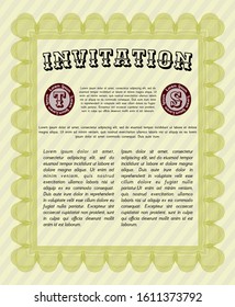 Yellow Invitation. With quality background. Money style design. Customizable, Easy to edit and change colors. 