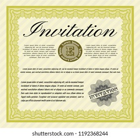 Yellow Invitation. With quality background. Nice design. Detailed. 