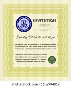 Yellow Invitation. Sophisticated design. Printer friendly. Vector illustration. 