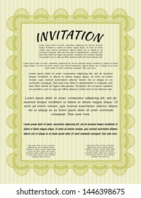 Yellow Invitation. Superior design. With complex background. Vector illustration. 