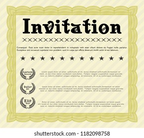 Yellow Invitation. Superior design. Detailed. With great quality guilloche pattern. 