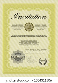 Yellow Invitation. Superior design. With linear background. Detailed. 