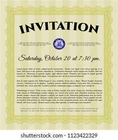 Yellow Invitation. Superior design. Vector illustration. With complex background. 