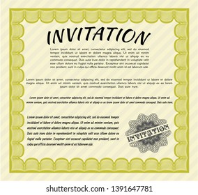 Yellow Invitation template. With background. Elegant design. Customizable, Easy to edit and change colors. 
