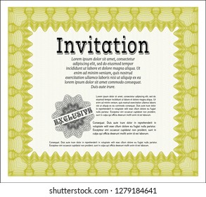 Yellow Invitation template. With background. Modern design. Customizable, Easy to edit and change colors. 